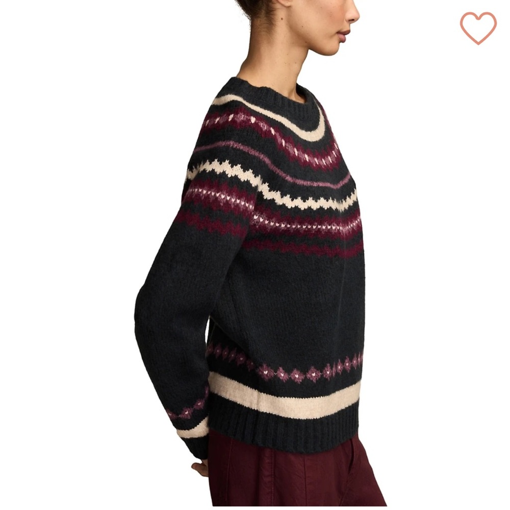 Lucky Brand Fair Isle Wool Blend Crewneck Sweater Multicolor Navy Size Medium - Picture 5 of 12